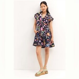 Anthropologie Maeve Floral Mini Dress in Zebra Size 2.